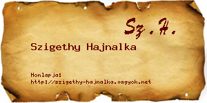 Szigethy Hajnalka névjegykártya